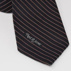 Reed‎ St James Tie Black Red Silver Diagonal Pinstripe Classic Width